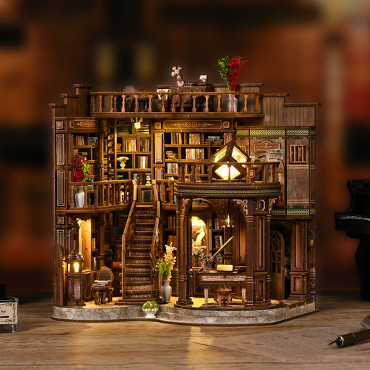 The Dreamy Book Hall vintage library DIY book nook kit with sensor LED lights